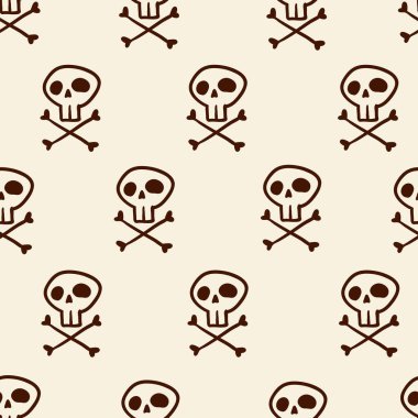 Bej Arkaplanda Kusursuz Doodle Kafatası Örnekleri
