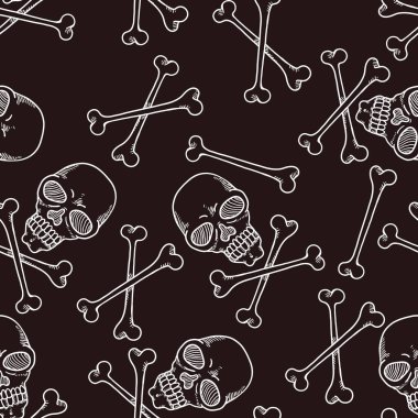 Siyah Arkaplanda Beyaz Skeç Kafataslarının Kusursuz Örnekleri