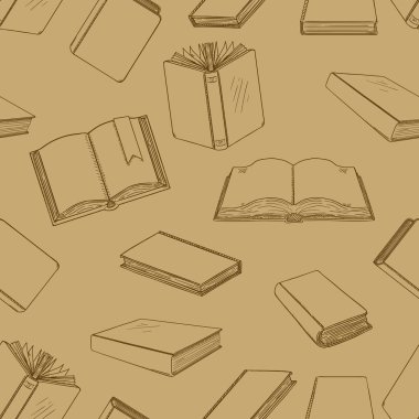 Kahverengi Arkaplan Üzerine Çizim Kitaplarının Kusursuz Deseni