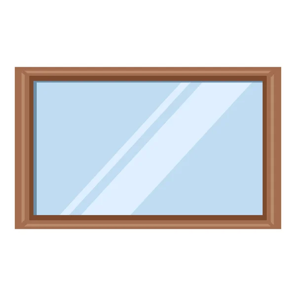 Vector Flat Illustration Rectangle Mirror Wooden Frame — 스톡 벡터