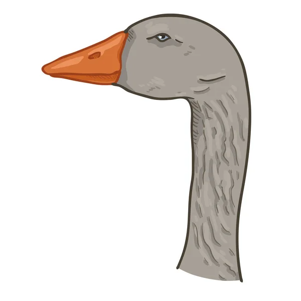 Vector Desene Animate Gray Goose Head Illustration — Vector de stoc