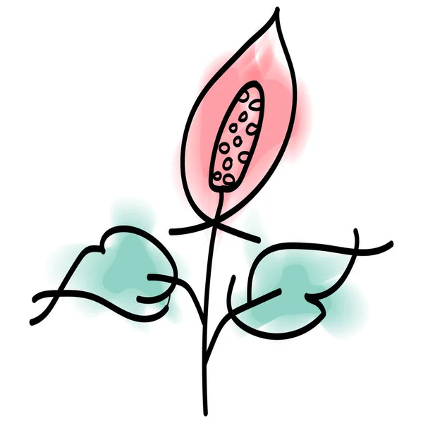 Rote Blume. Aquarell florale Illustration. Florales dekoratives Element. — Stockvektor