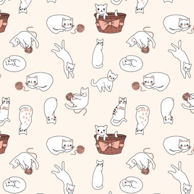 Güzel çizgi film kedi deseni..