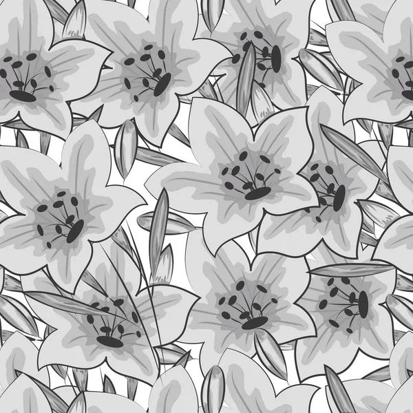 Modello floreale senza cuciture in bianco e nero — Vettoriale Stock
