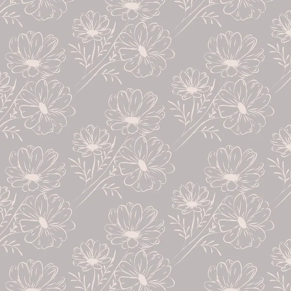 Patrón floral ligero. Adorno floral en colores beige . — Vector de stock