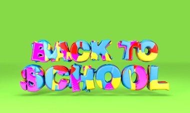 Okula geri dönüş, renkli konsept - 3D görüntüleme, 3D illüstrasyon