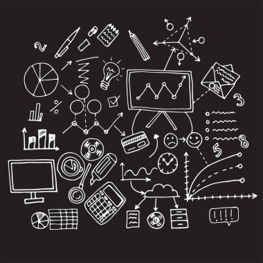 Elle çizilmiş set gizli strateji geliştirme. Muhasebe iş 