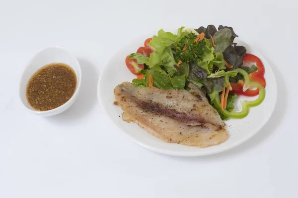 Fish Steak Vegetables Plate — Stock Photo, Image