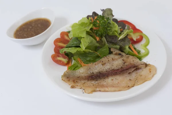 Fish Steak Vegetables Plate — Stock Photo, Image