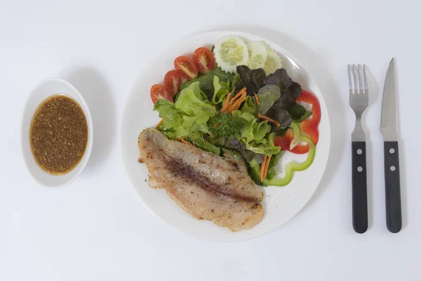 Fish Steak Vegetables Plate — Stock Photo, Image