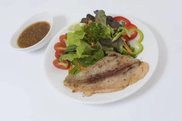 Fish Steak Vegetables Plate — Stock Photo, Image
