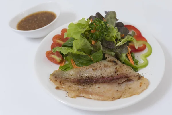 Fish Steak Vegetables Plate — Stock Photo, Image