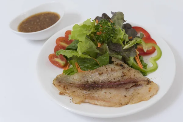 Fish Steak Vegetables Plate Stock Picture