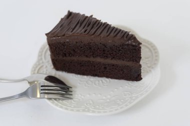 Ev yapımı çikolatalı kek. Yakın plan.