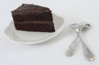 Ev yapımı çikolatalı kek. Yakın plan.