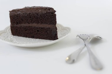 Ev yapımı çikolatalı kek. Yakın plan.