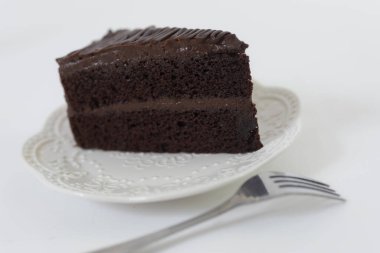 Ev yapımı çikolatalı kek. Yakın plan.