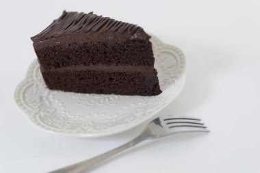 Ev yapımı çikolatalı kek. Yakın plan.