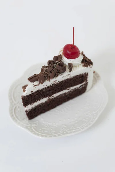 Hausgemachter Schokoladenkuchen Und Schlagsahne — Stockfoto