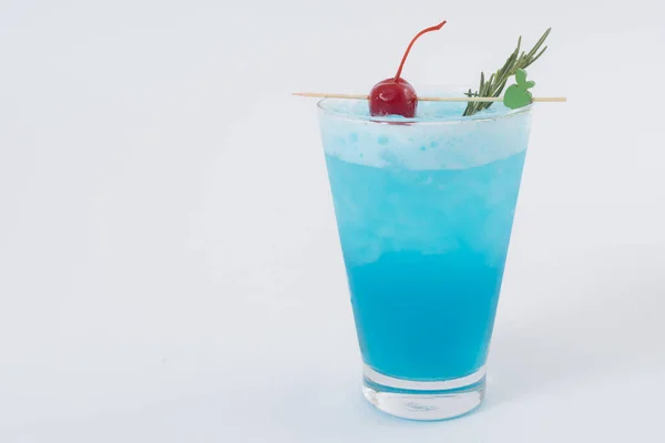 Blue Soda Blue Hawaiian Cocktail White Background — стоковое фото