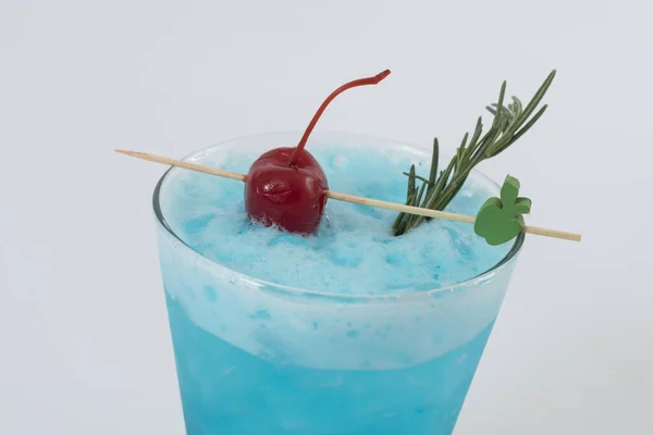 Blue Soda Blue Hawaiian Cocktail White Background — стоковое фото