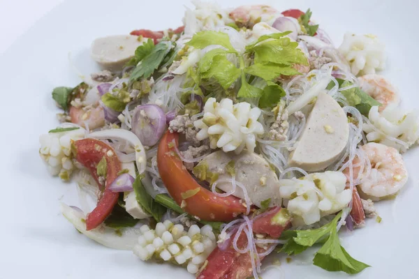 Salada Com Frutos Mar Legumes — Fotografia de Stock