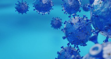 COVID-19, Coronavirus Illustration. Şiddetli Akut Solunum Sendromu Coronavirus 2 'nin Sanatsal 3D İllüstrasyonu (SARS-CoV-2).