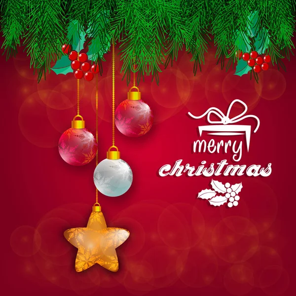 Renkli Arka Planda Noel Yeni Yıl Tatil Posteri Mutlu Noel — Stok Vektör