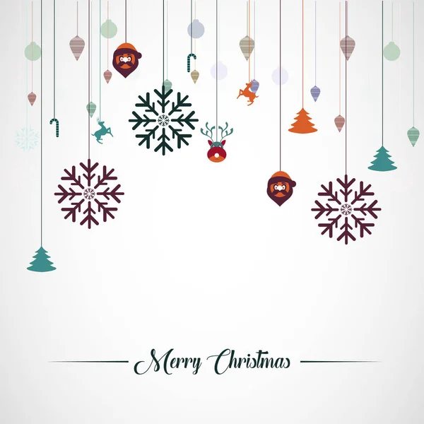 Cartel Vacaciones Invierno Sobre Fondo Colorido Feliz Tarjeta Navidad Ilustración — Vector de stock