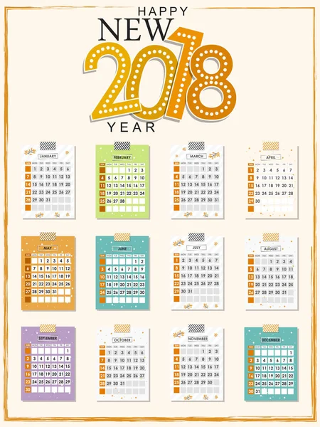 Calendário Ano Novo Design Inverno Festivo — Vetor de Stock