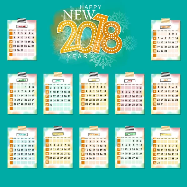 Calendário Ano Novo Design Inverno Festivo — Vetor de Stock