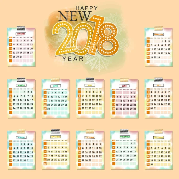 Calendário Ano Novo Design Inverno Festivo — Vetor de Stock