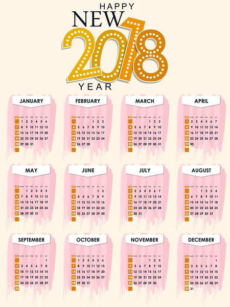 Calendário Ano Novo Design Inverno Festivo — Vetor de Stock