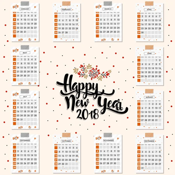 Calendário Ano Novo Design Inverno Festivo — Vetor de Stock