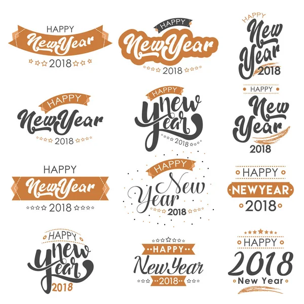 Set Stylish Happy New Year Posters — Stock Vector
