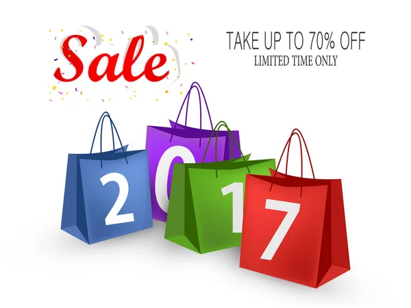 New Year Sale Poster Festive Shopping Concept — Stock Vector