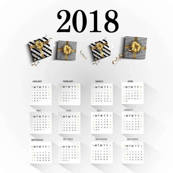 Calendário Ano Novo Design Inverno Festivo — Vetor de Stock