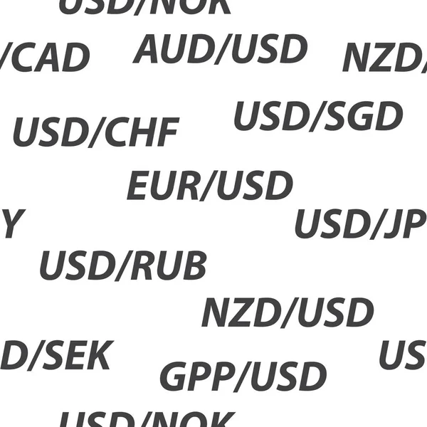 Fondo sin fisuras con pares de divisas del mercado Forex . — Archivo Imágenes Vectoriales