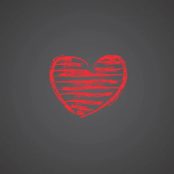 Rött hjärta dras i krita. — Stock vektor