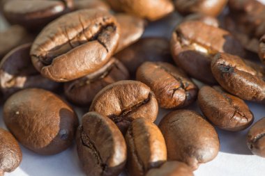 Kahve çekirdekleri makro tarzı.