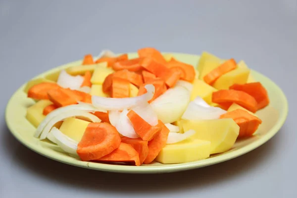 Zwiebeln Karotten Kartoffeln Sind Gute Zutaten Für Die Suppe — Stockfoto