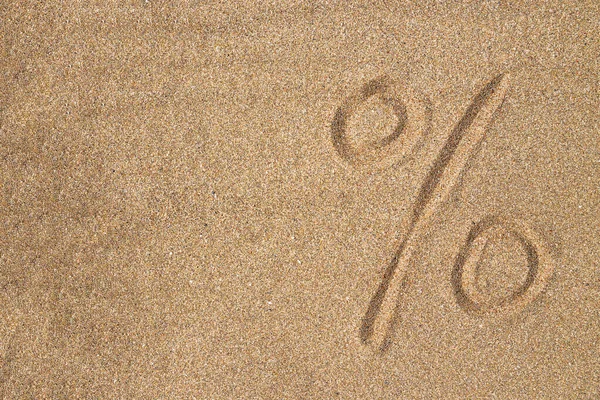 Percent Sign Sand Beach — Stock Photo, Image