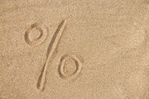 Percent Sign Sand Beach — Stock Photo, Image