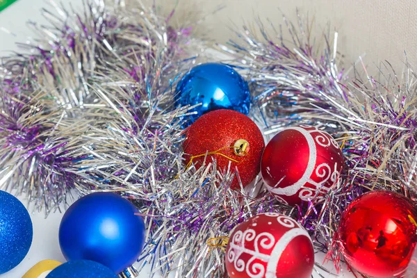 Juguetes Navidad Oropel Preparación Para Nuevo Año —  Fotos de Stock