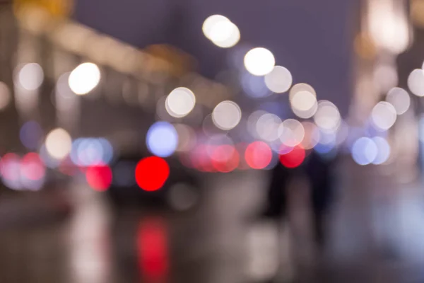 Night City Lights Blur Bokeh Effect Business Center Capital Traffic — Stock Photo, Image