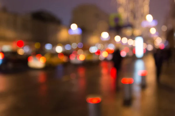 Night City Lights Blur Bokeh Effect Business Center Capital Traffic — Stock Photo, Image