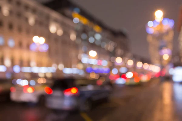 Luces Nocturnas Ciudad Con Efecto Borroso Bokeh Centro Negocios Capital — Foto de Stock