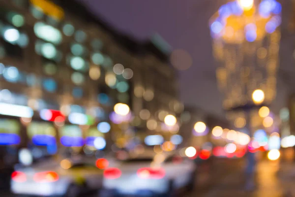 Luces Nocturnas Ciudad Con Efecto Borroso Bokeh Centro Negocios Capital — Foto de Stock