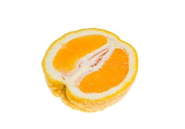 Laranja Suculenta Fatiada Isolada Fundo Branco — Fotografia de Stock