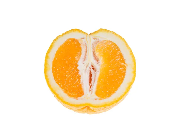 Scheiben Geschnittene Saftige Orange Isoliert Auf Weißem Hintergrund Zitrusfrüchte Sind — Stockfoto